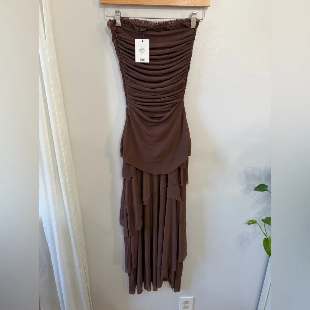 GUIZIO Lyla Twist Dress in Brown - Picture 3 of 8
